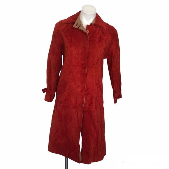 Jackets & Blazers - BEGED OR Israel Suede Coat Fully Lined Rust Color  Midi Womens Size 8 VINTAGE